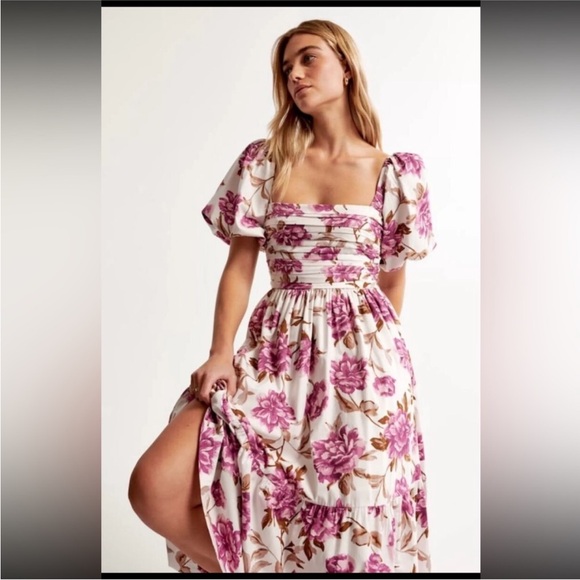 Abercrombie & Fitch Dresses & Skirts - Abercrombie & Fitch Emerson Poplin Puff Sleeve Midi Dress Size Small